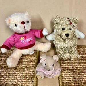 Princess, Ballerina, Angel Small Teddy Bears SET OF 3 Vintage